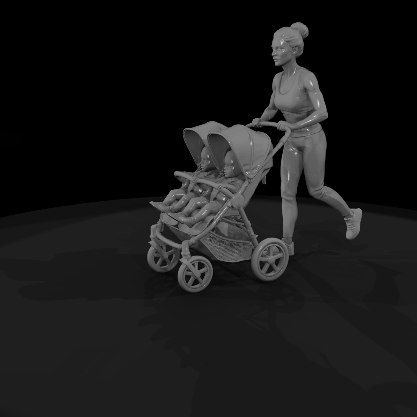0066 Family Mom Twins Stroller