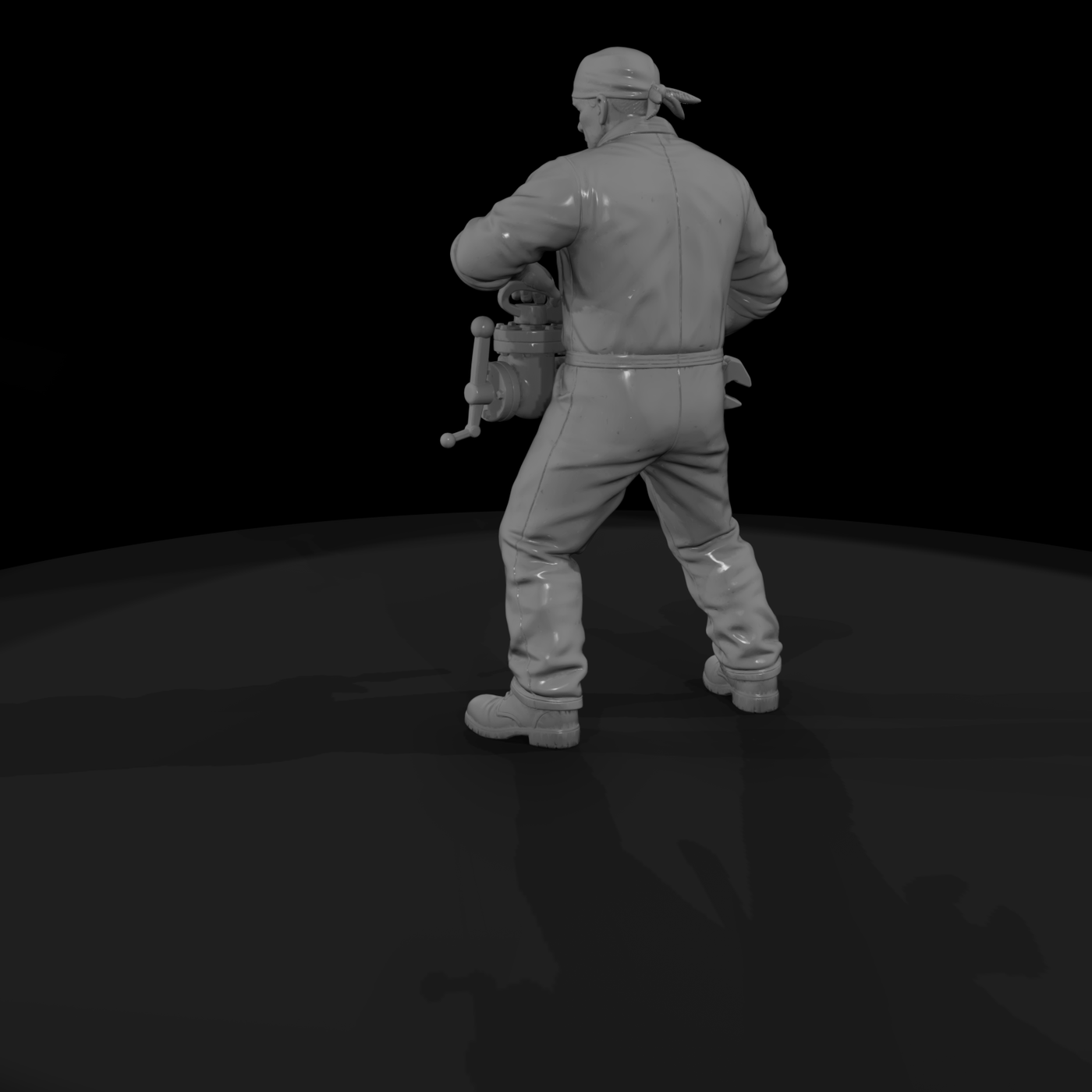 Mechanic with Wrench and Pump