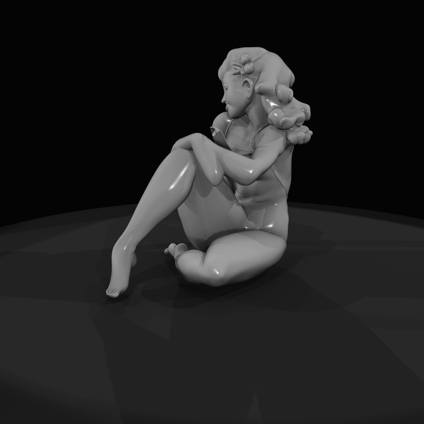 Seated Retro Pin-Up Girl