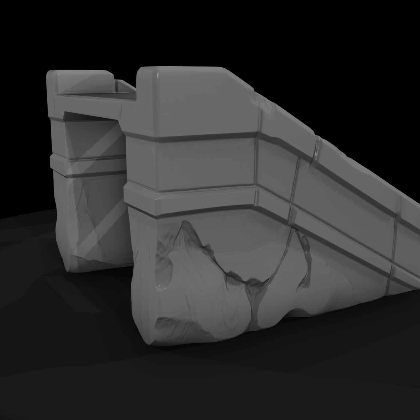 Stylized Ruined Stone Stairs 3D Model 0Kgxv6J1