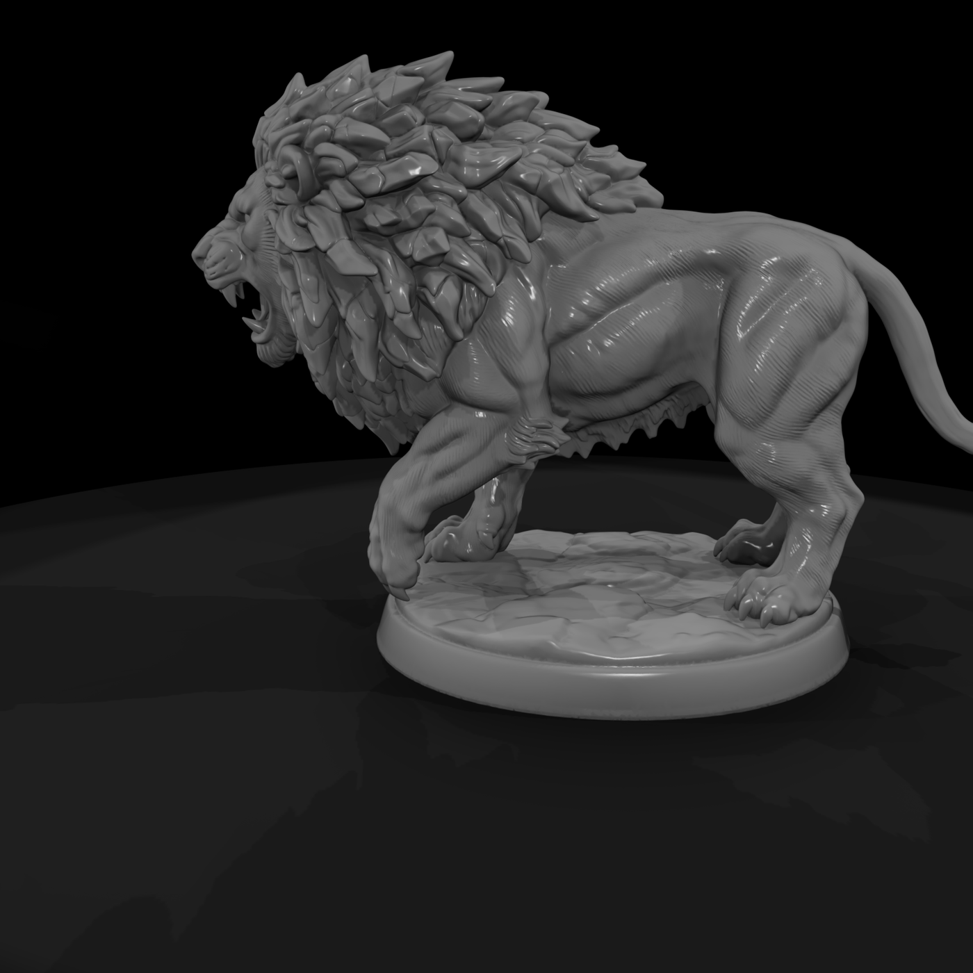 Roaring Male Lion on Rocks