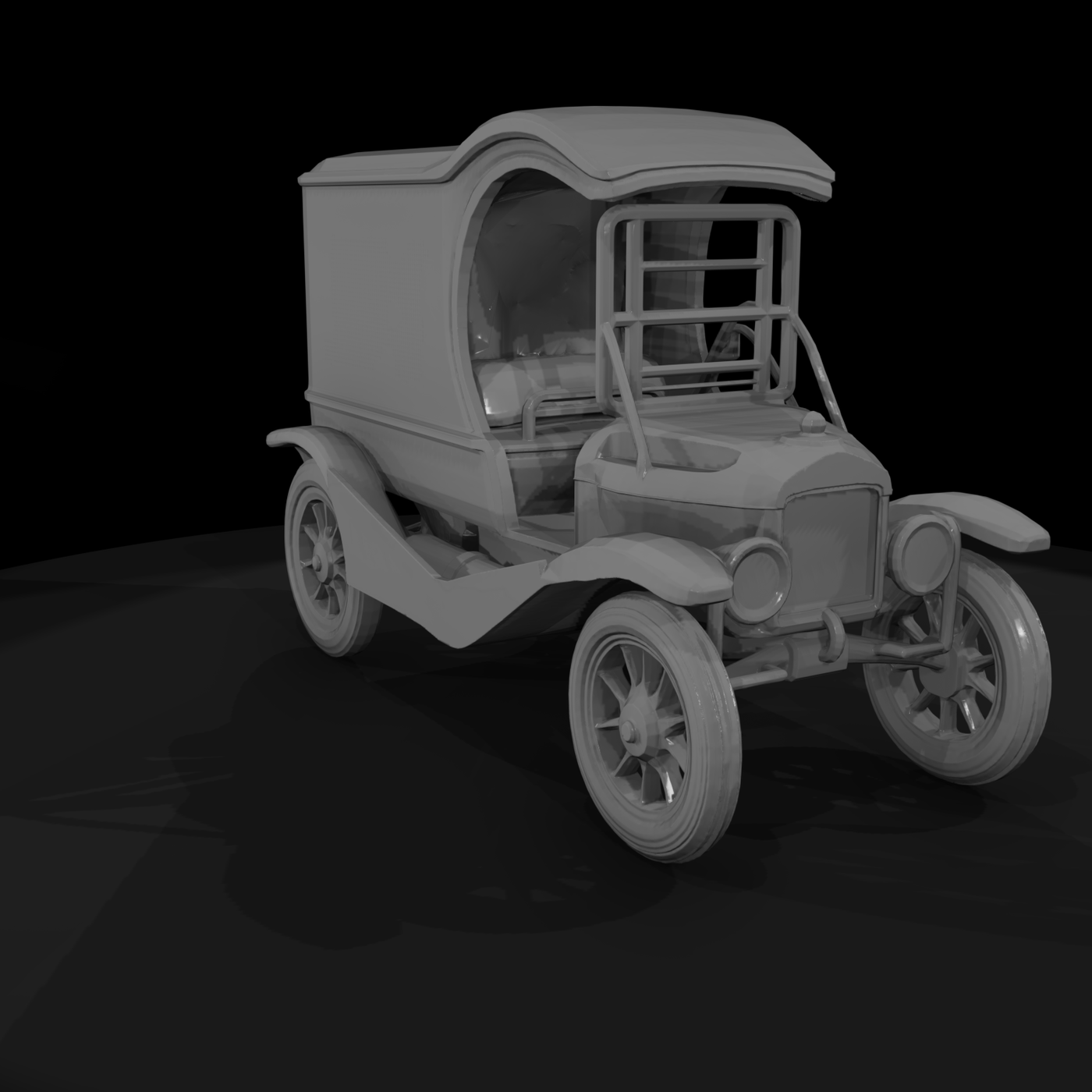 Stylized Classic Vintage Delivery Truck 3D Model 7