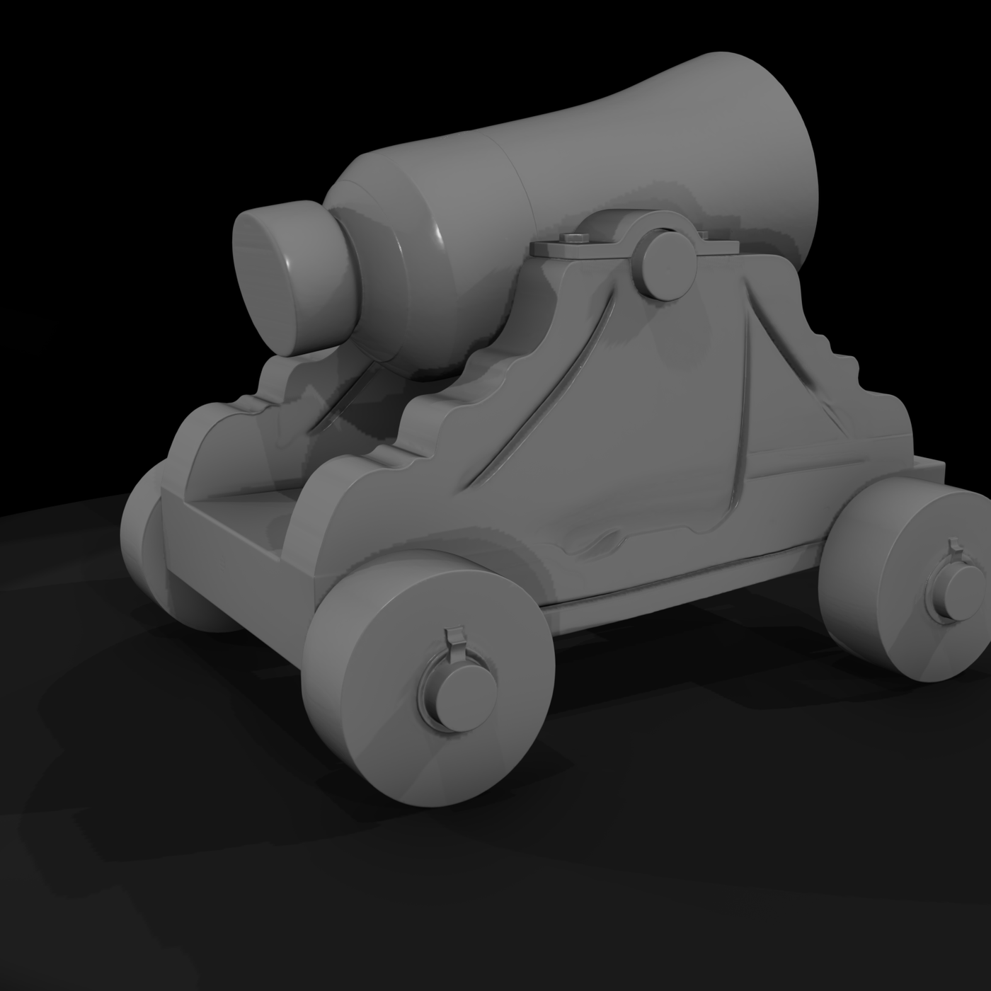 Stylized Medieval Wheeled Mortar Cannon