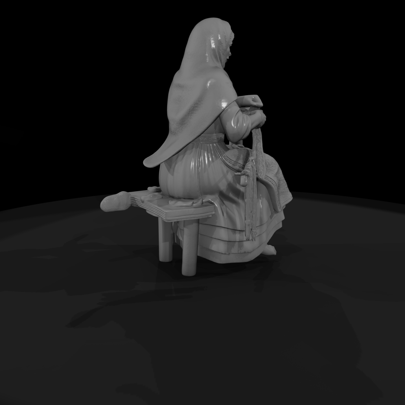 Seated Medieval Weaver Woman