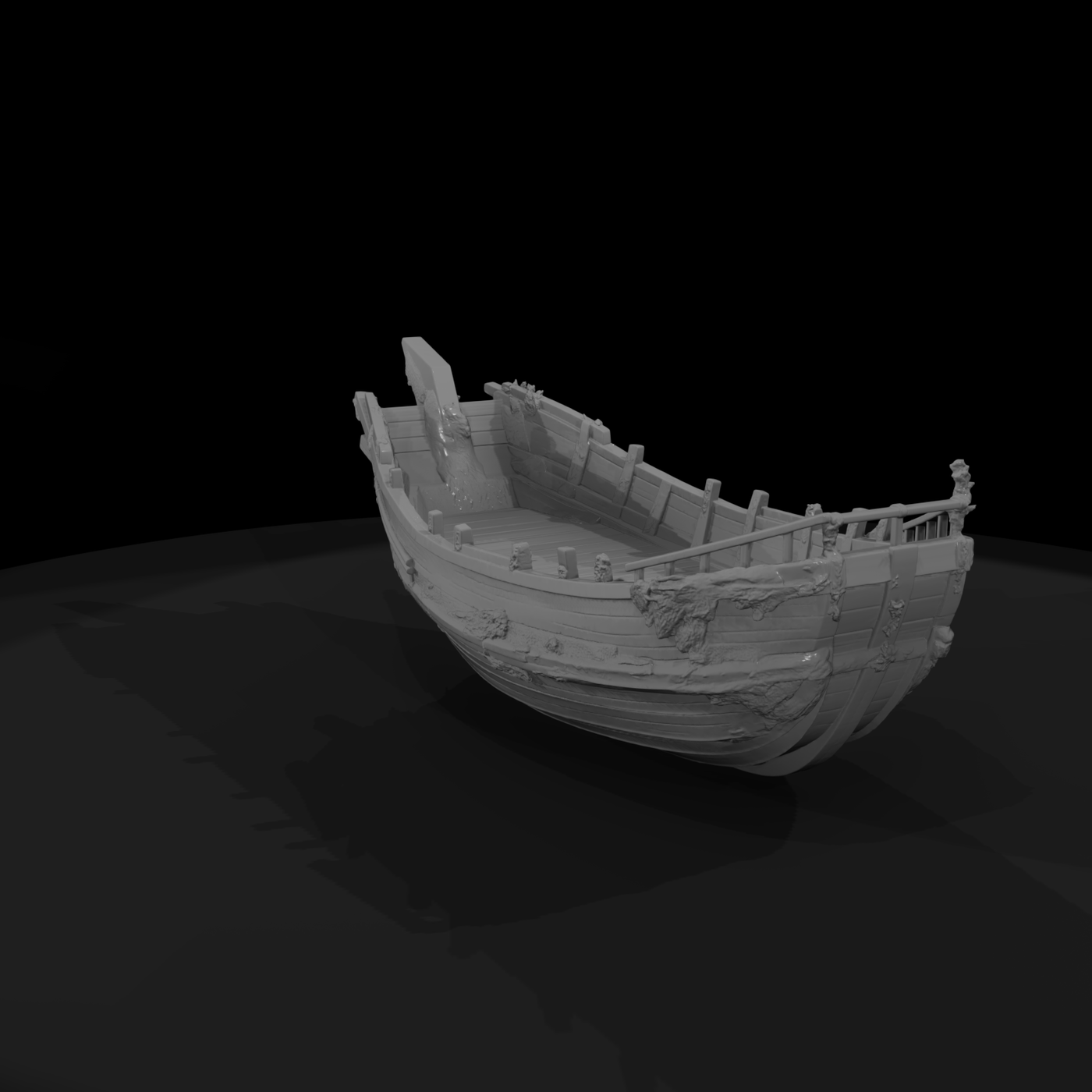 Stylized Sunken Wooden Shipwreck