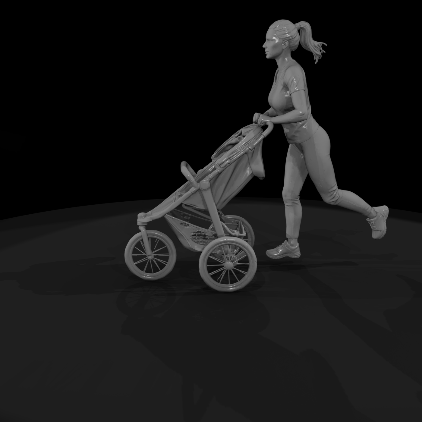 0047 Family Mom Pushing Stroller
