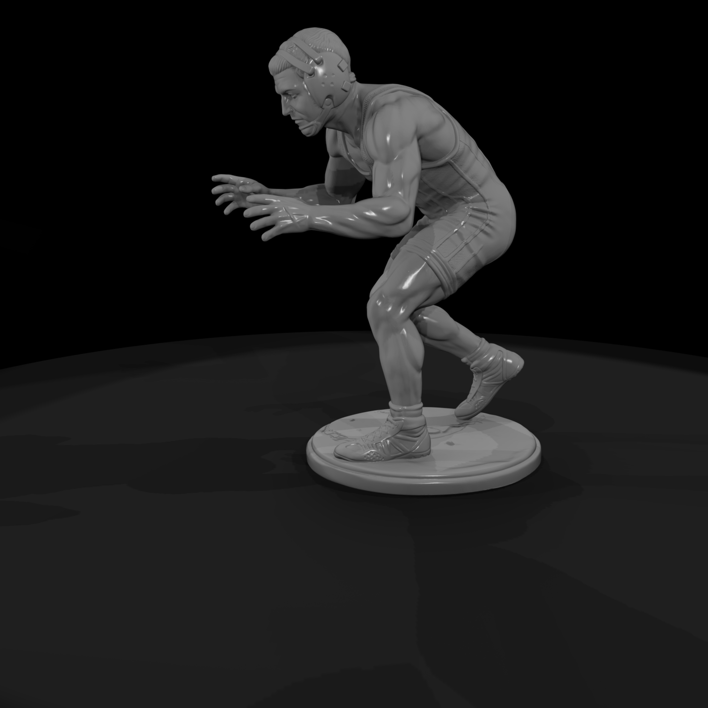 Freestyle Wrestler Shooting a Takedown