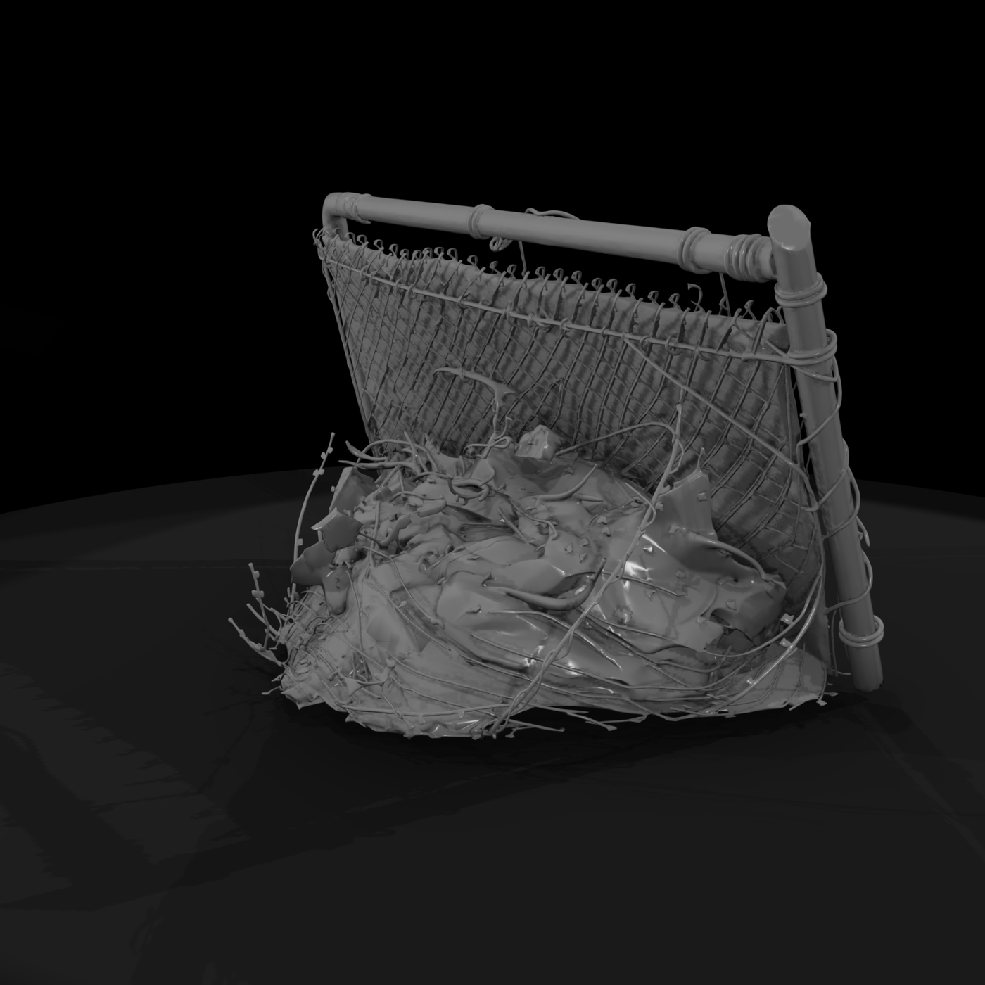 Damaged Chain Link Fence Section