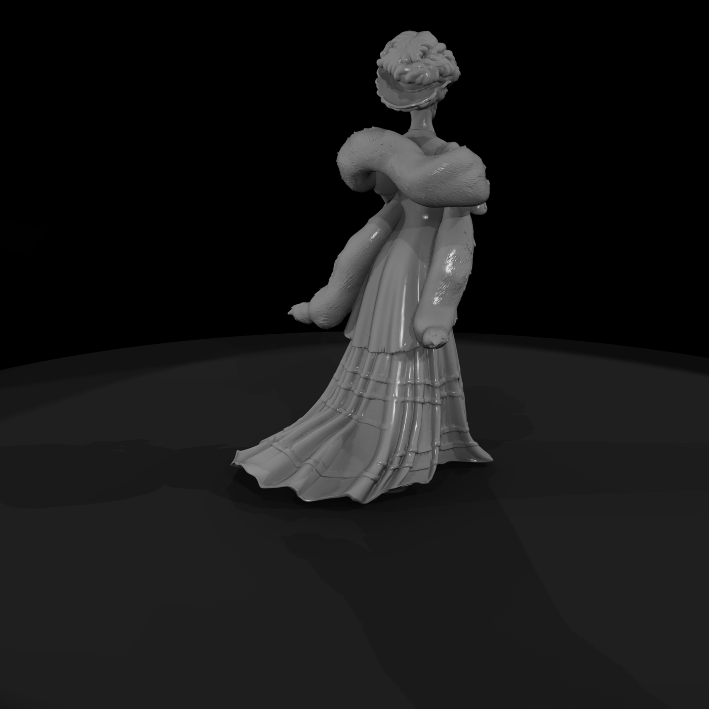 Edwardian Lady with Fur Stole
