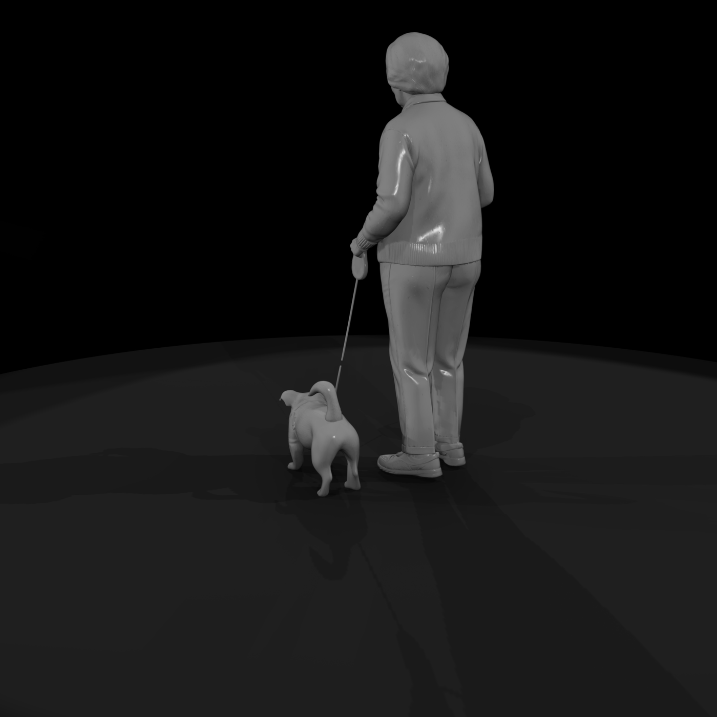 0141 Elderly Grandmother Dog Leash