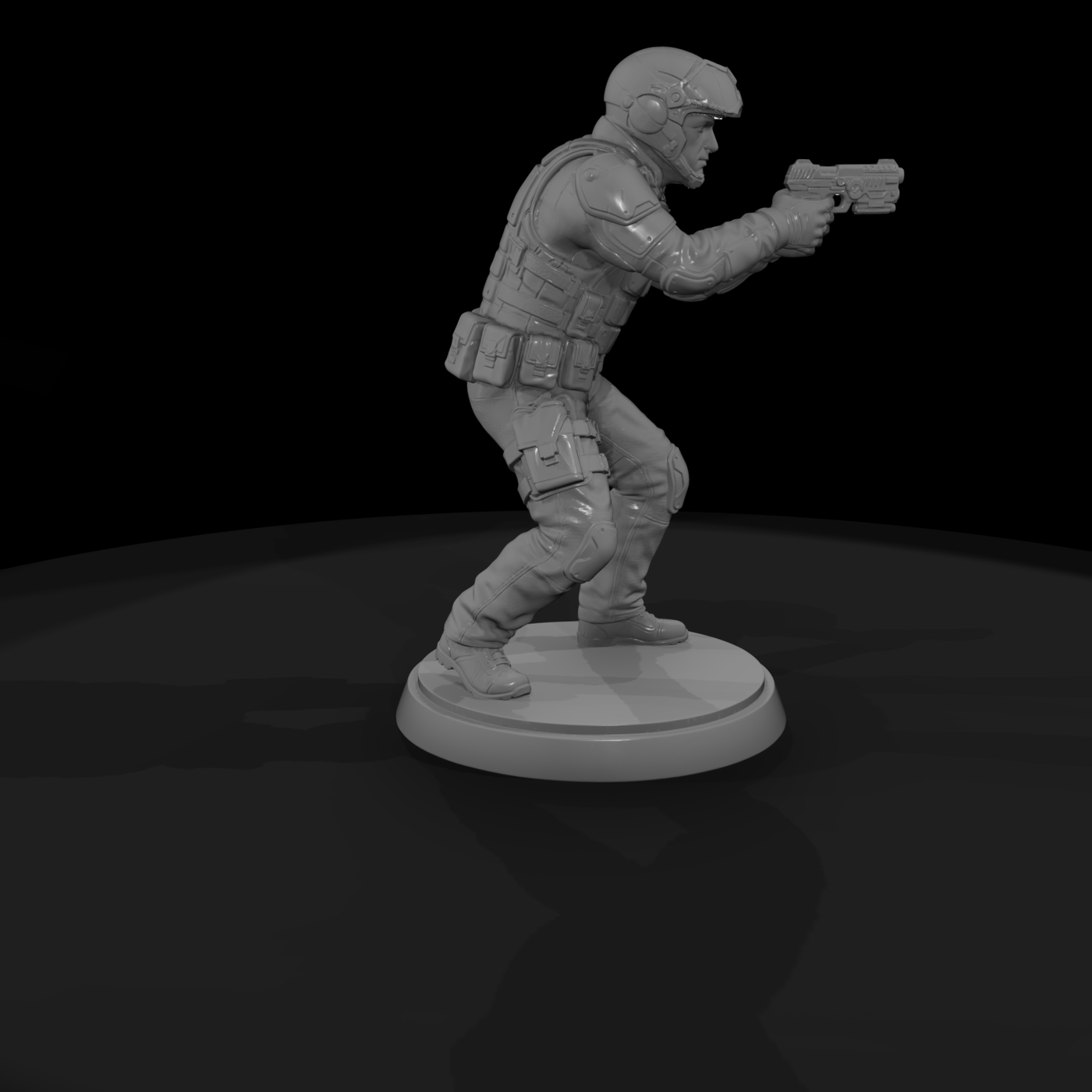 Near-Future City Police Officer with Sidearm