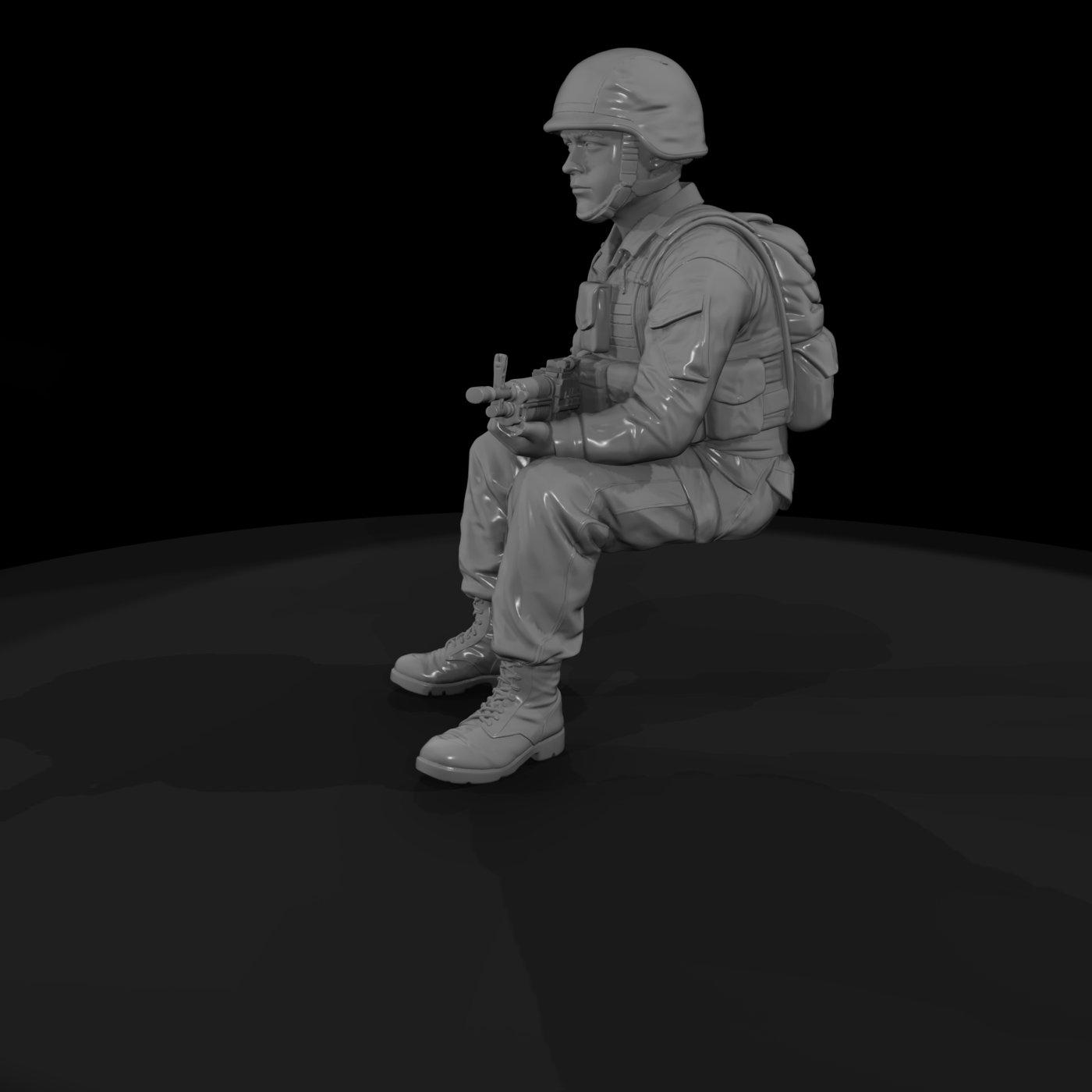 Seated Modern Marine with Radio