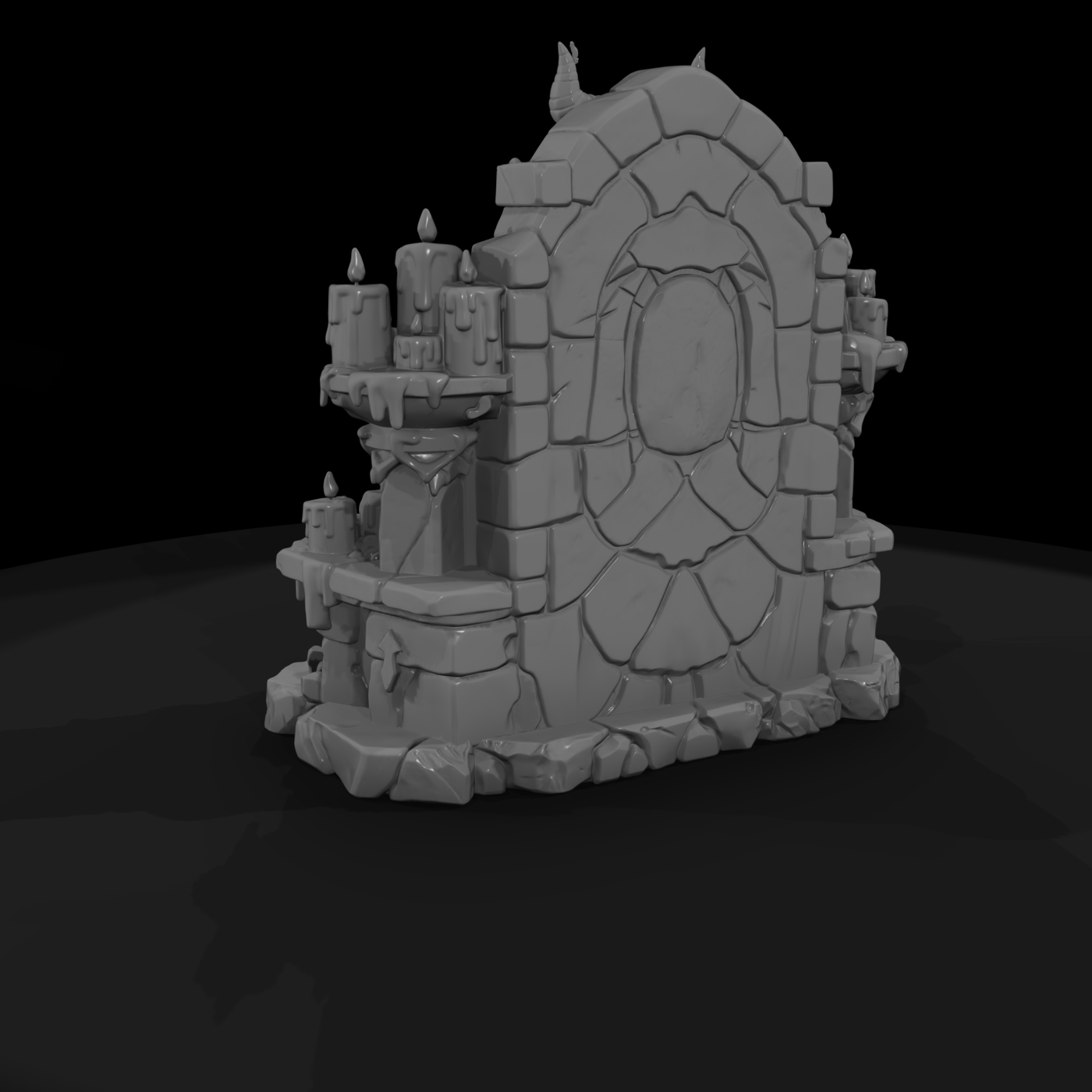 Skull-Crowned Ritual Candle Altar