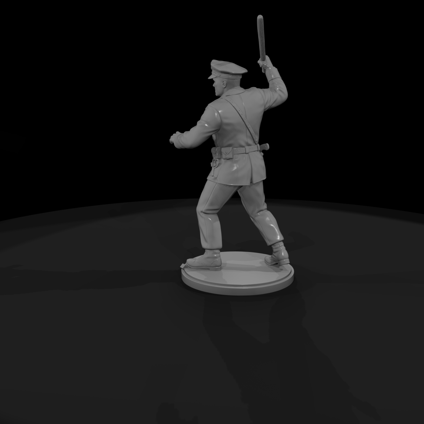 1950s Patrolman Swinging a Nightstick