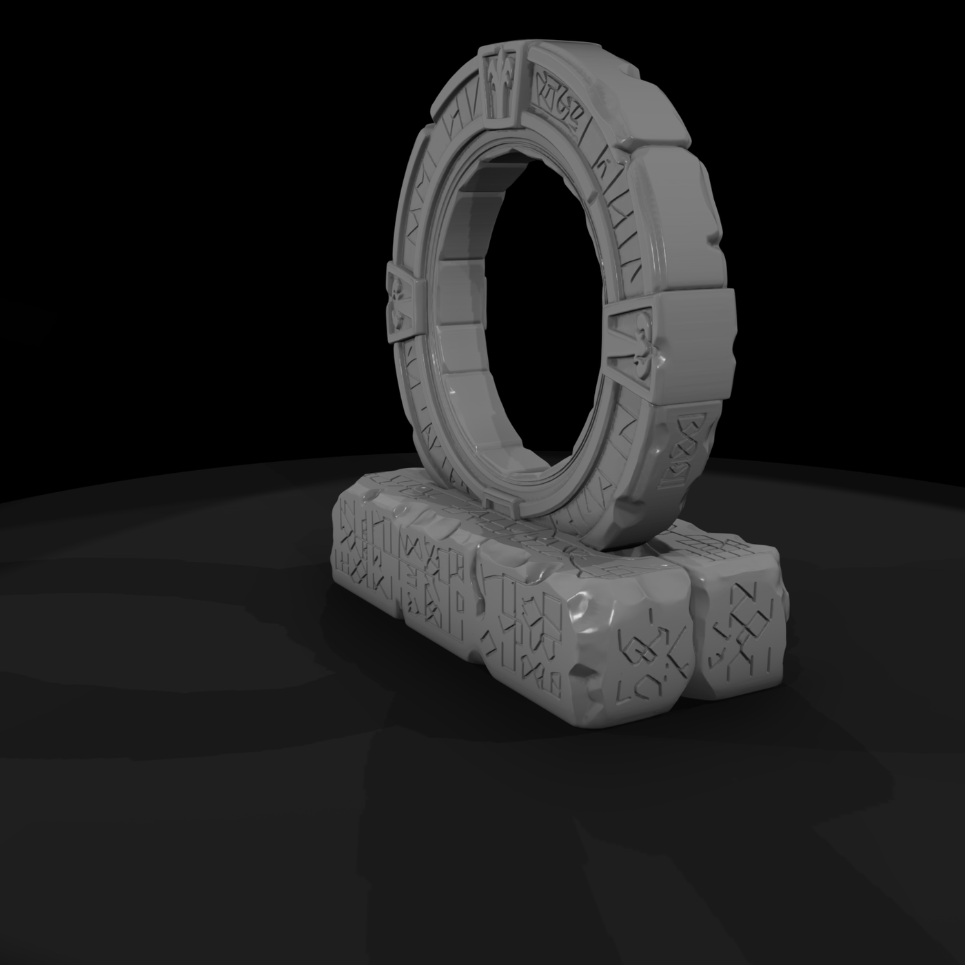 Stylized Nordic Runic Stone Portal 3D Model Pncq2W