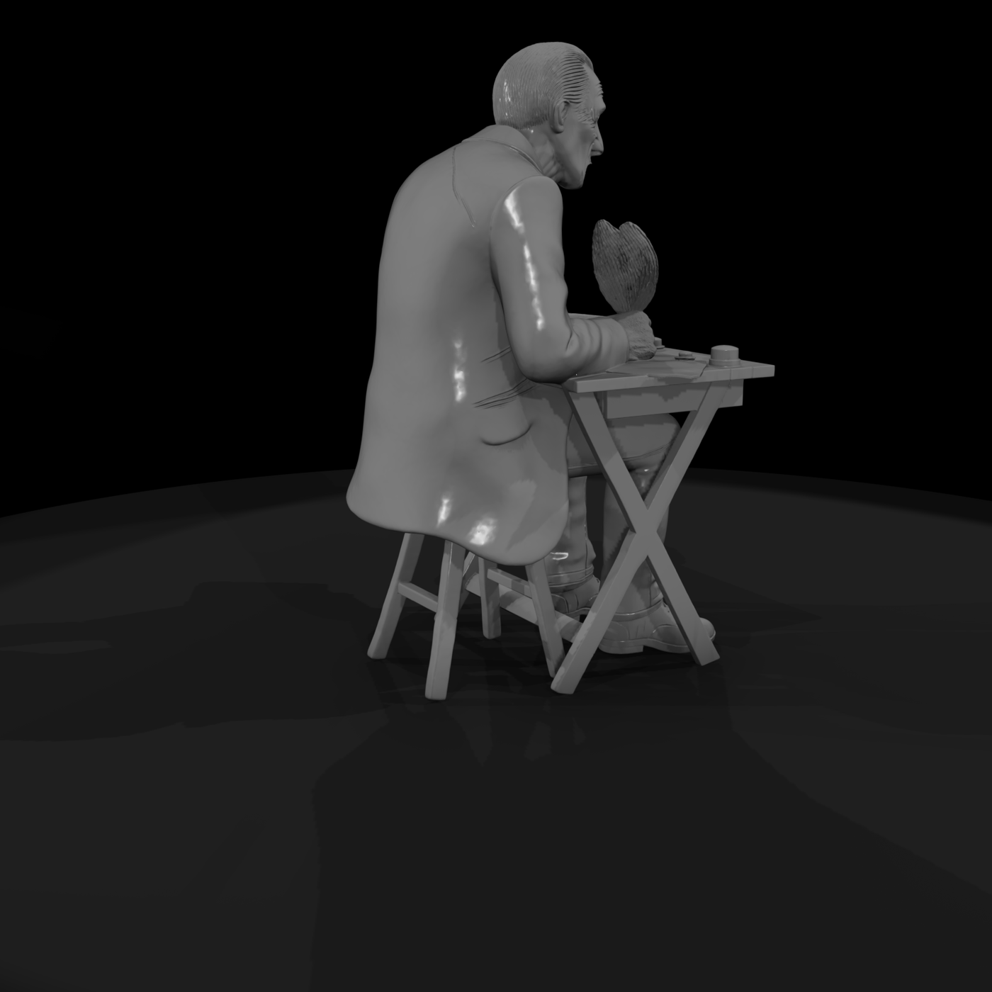 Elderly Scribe at Writing Desk
