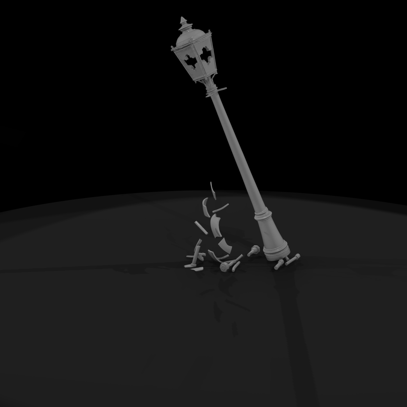 Victorian Broken Street Lamppost (Leaning)