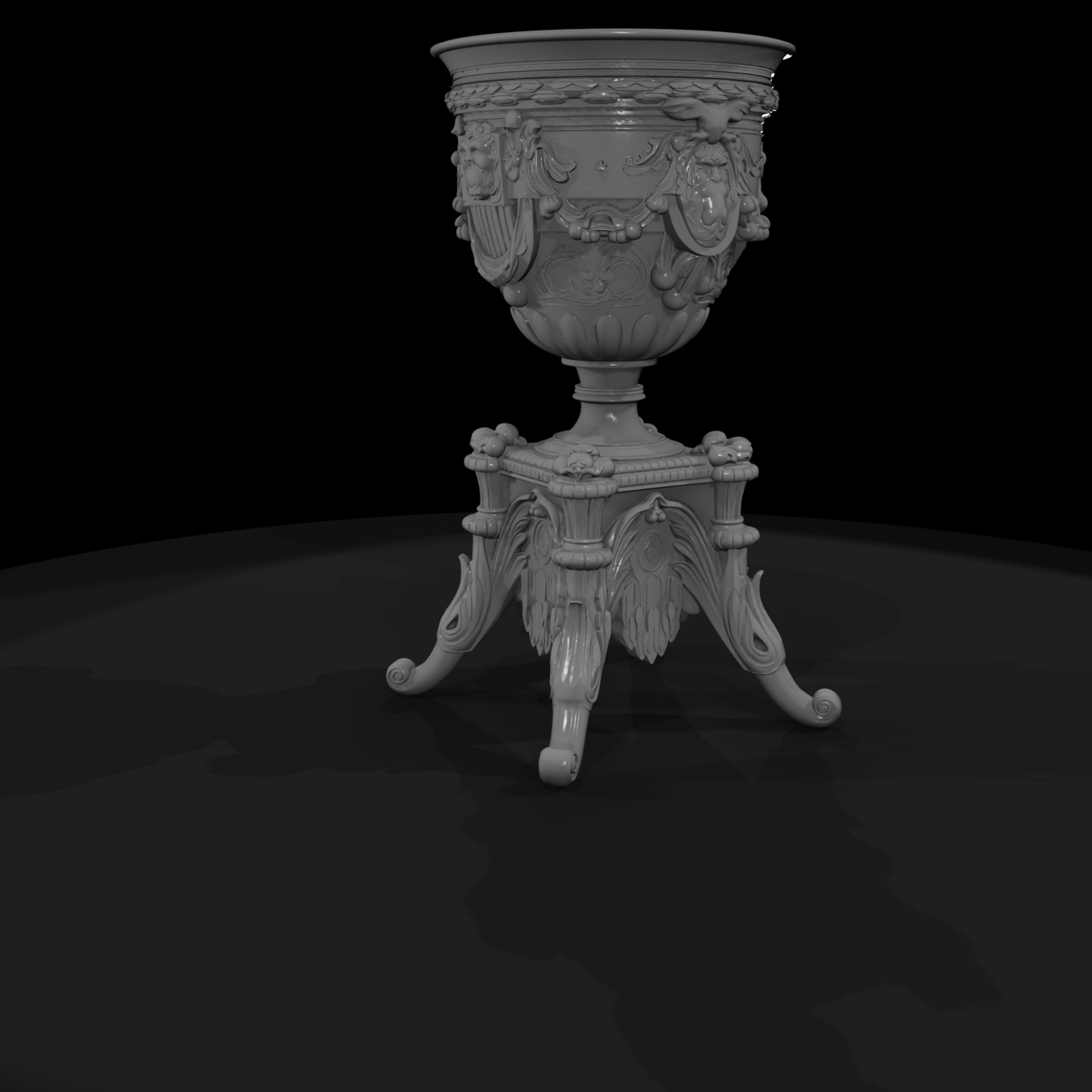 Neoclassical Carved Urn on Tripod Pedestal — Ornament