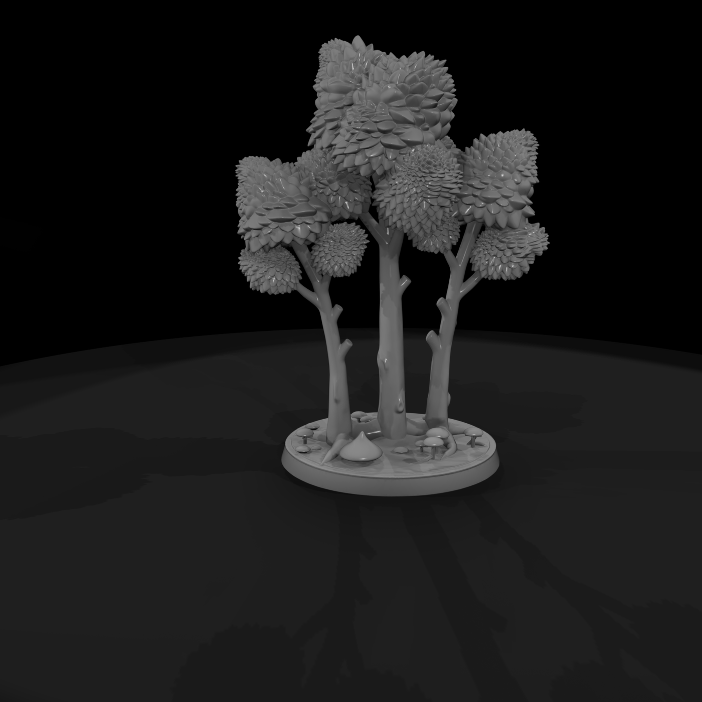 Stylized Tree Cluster on Round Base