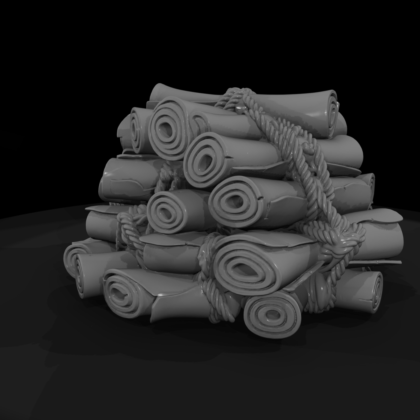 Bundle of Tied Manuscript Scrolls