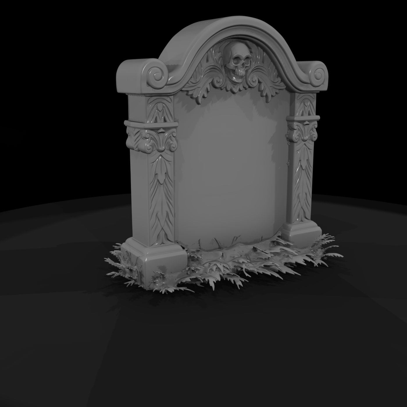 Ornate Skull Headstone Grave Marker
