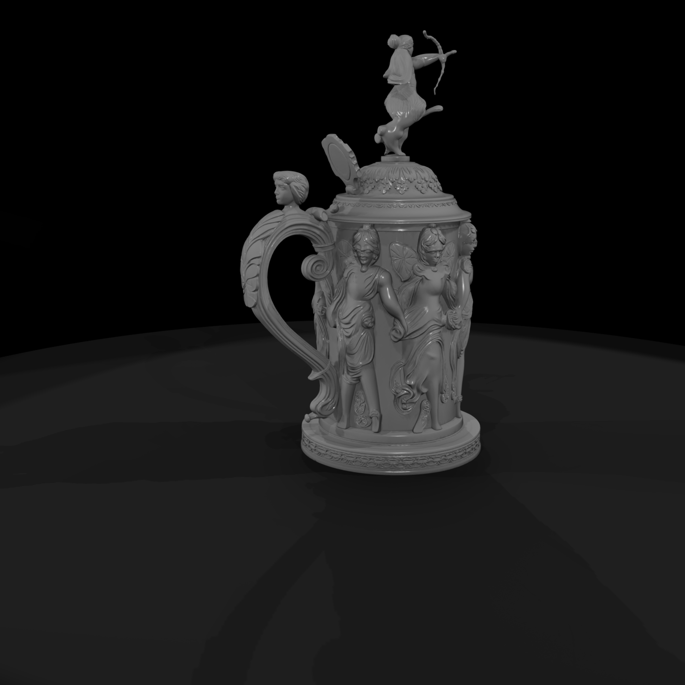 Neoclassical figural beer stein — decorative tankard