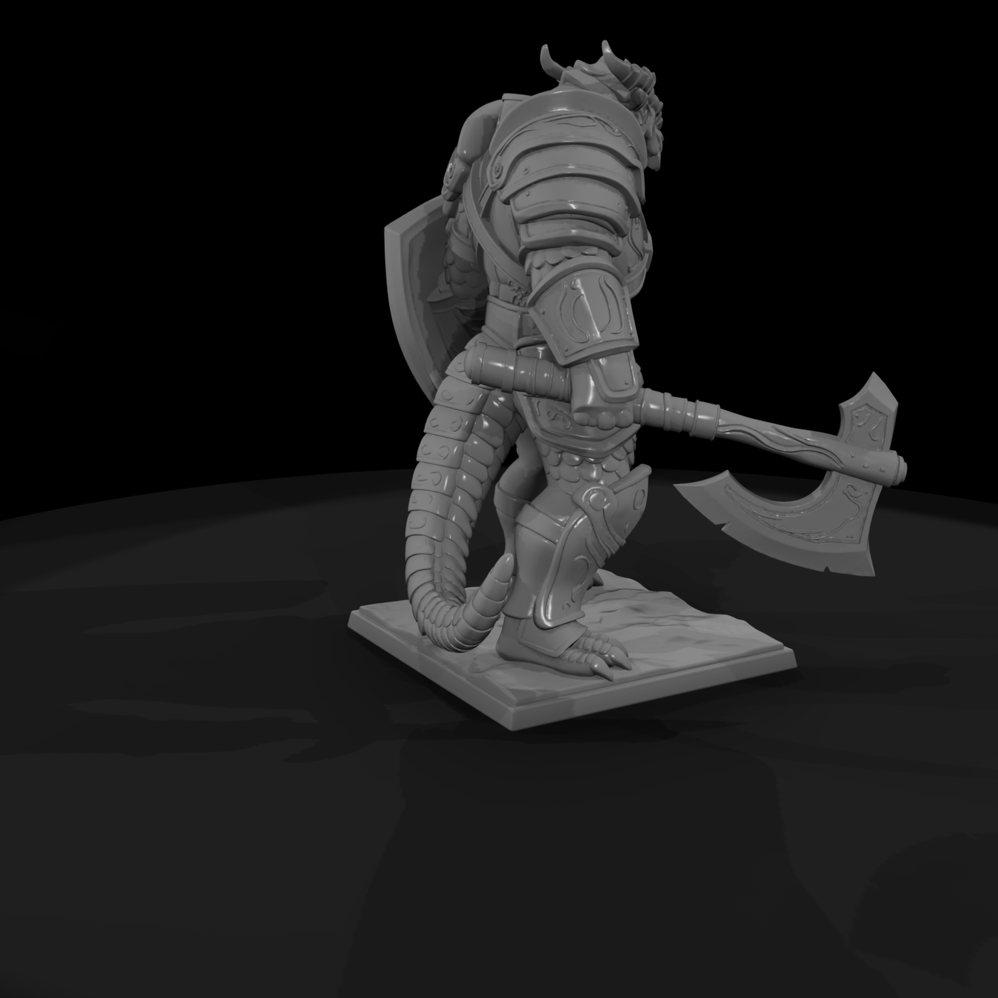 Stylized 3D Armored Dragonborn Warrior Miniature H