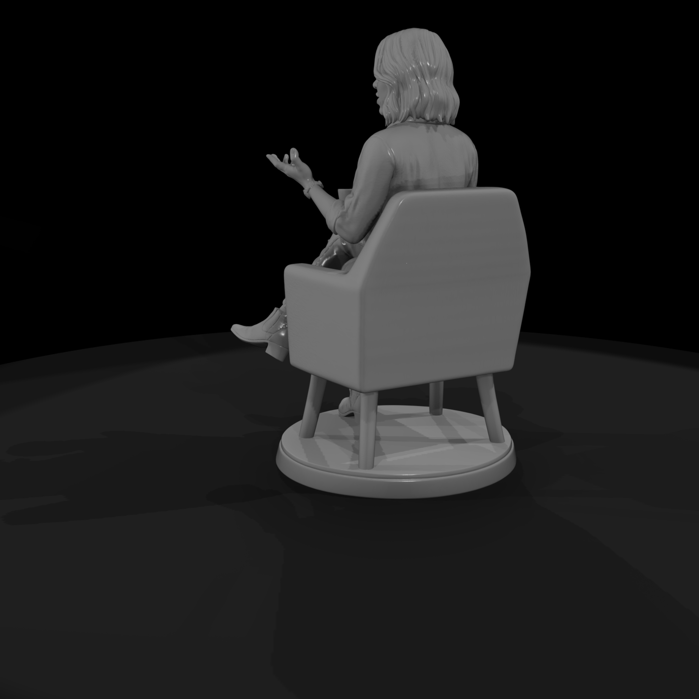 Seated Woman in Armchair with Coffee