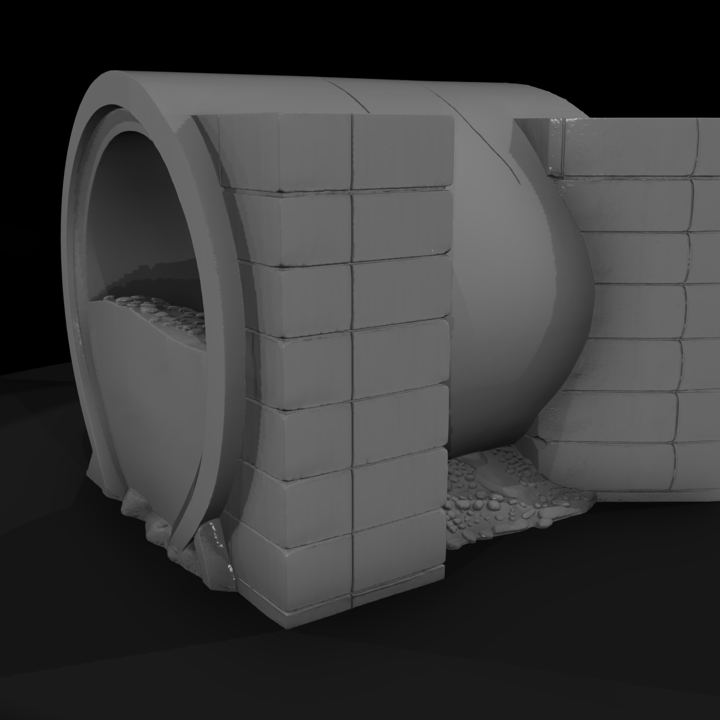 Damaged Concrete Sewer Tunnel — Entrance