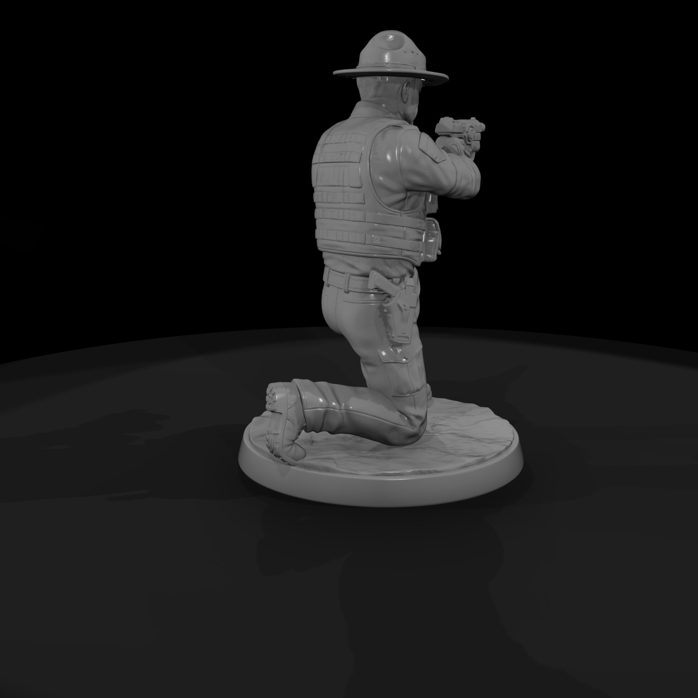 Frontier Lawman Kneeling with Energy Pistol