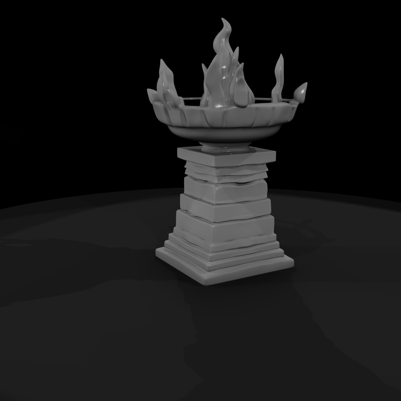 Ceremonial Brazier on Stone Pedestal