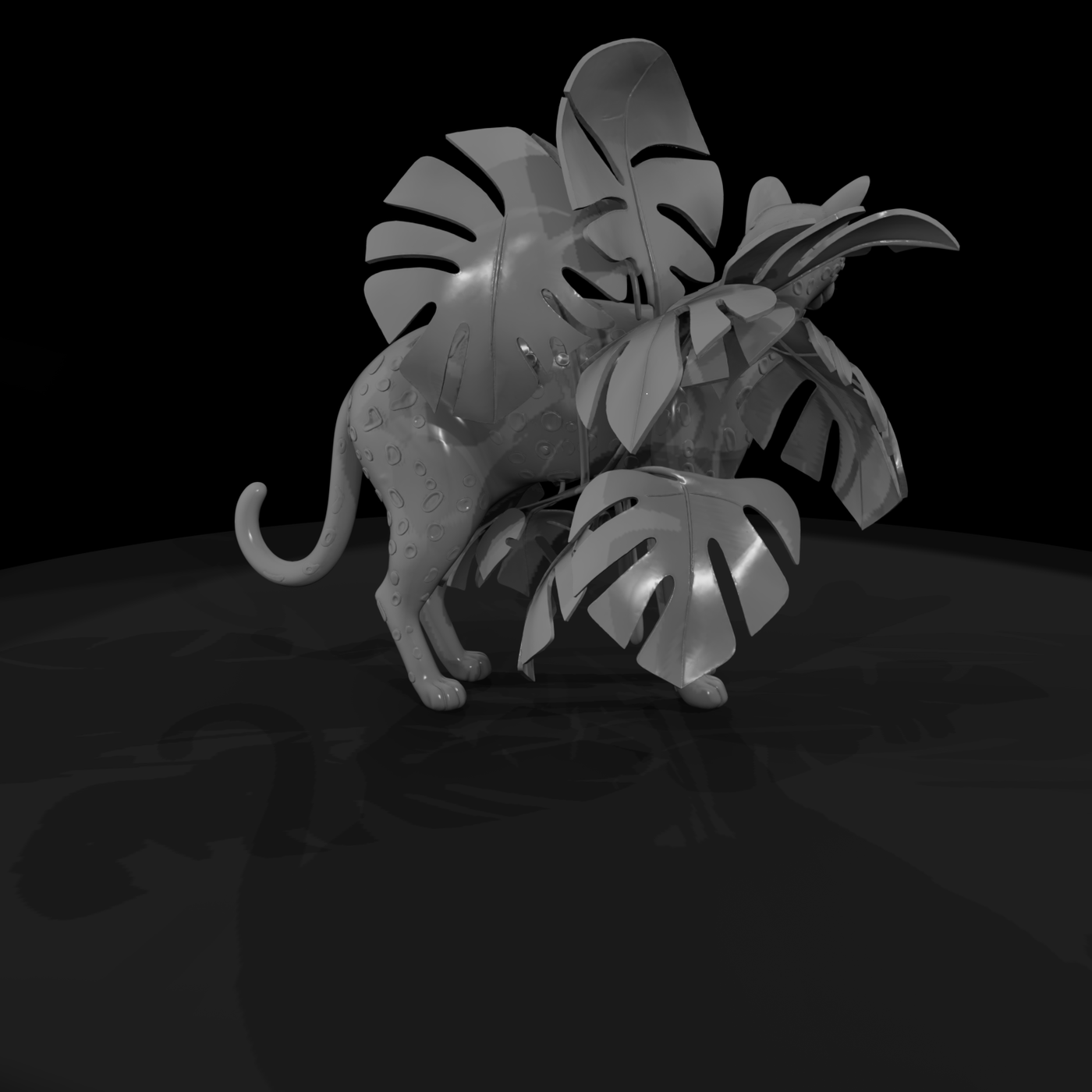 Stylized Spotted Cat Figurine