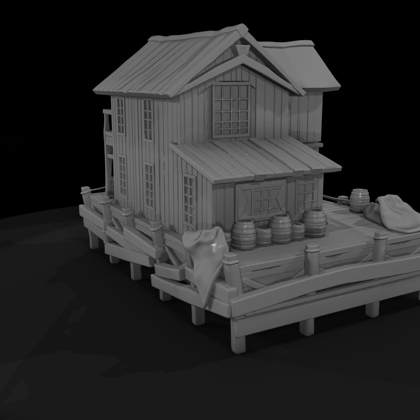 Dockside Fishing Shack — & Railway Building