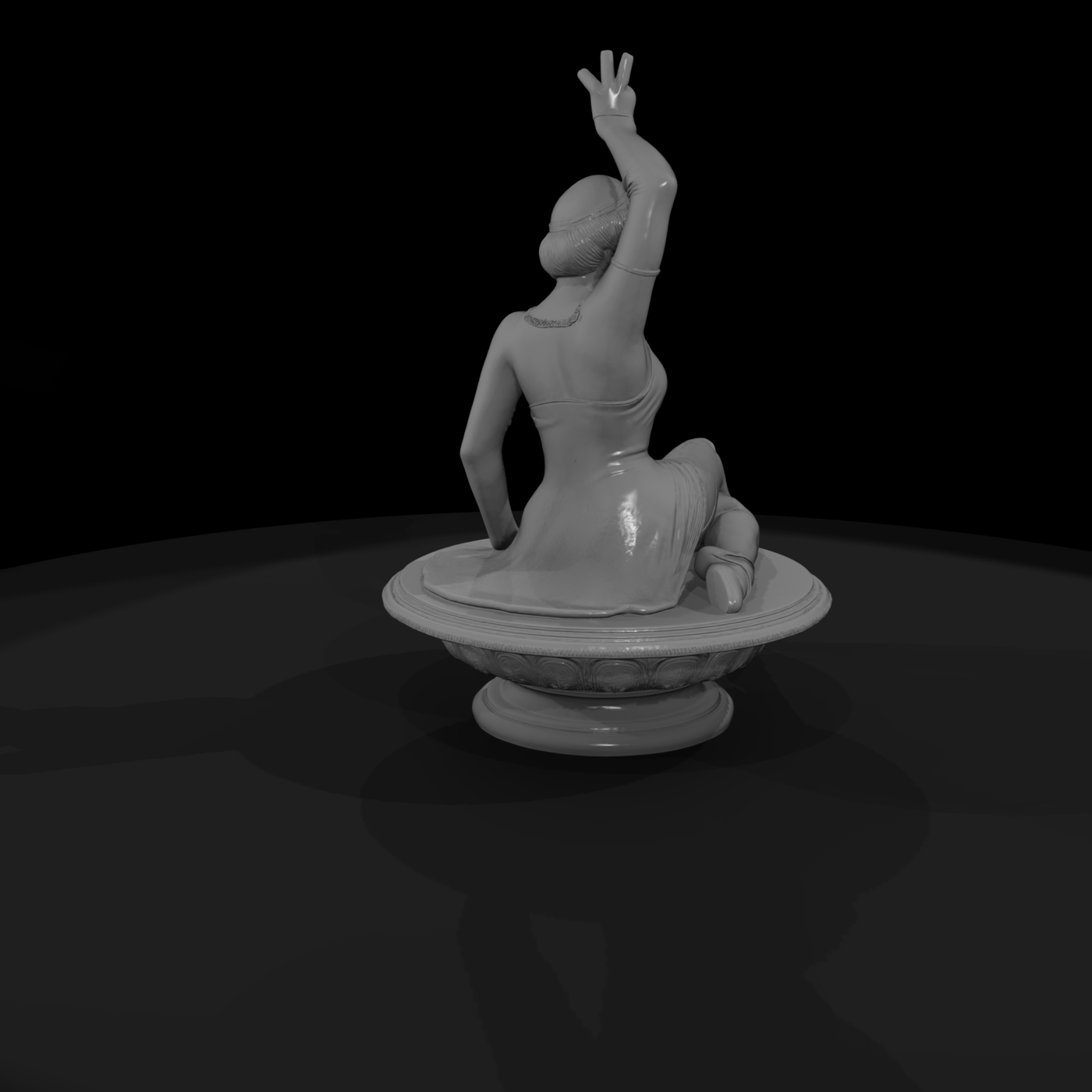 Art Deco Seated Showgirl Statue