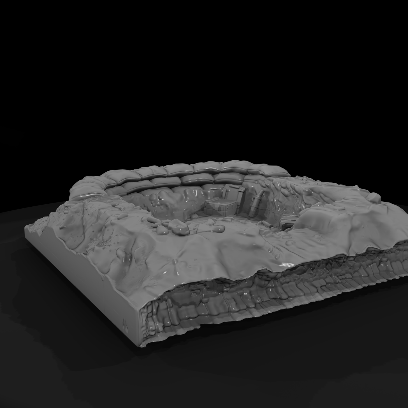 Sandbagged Foxhole Gun Pit