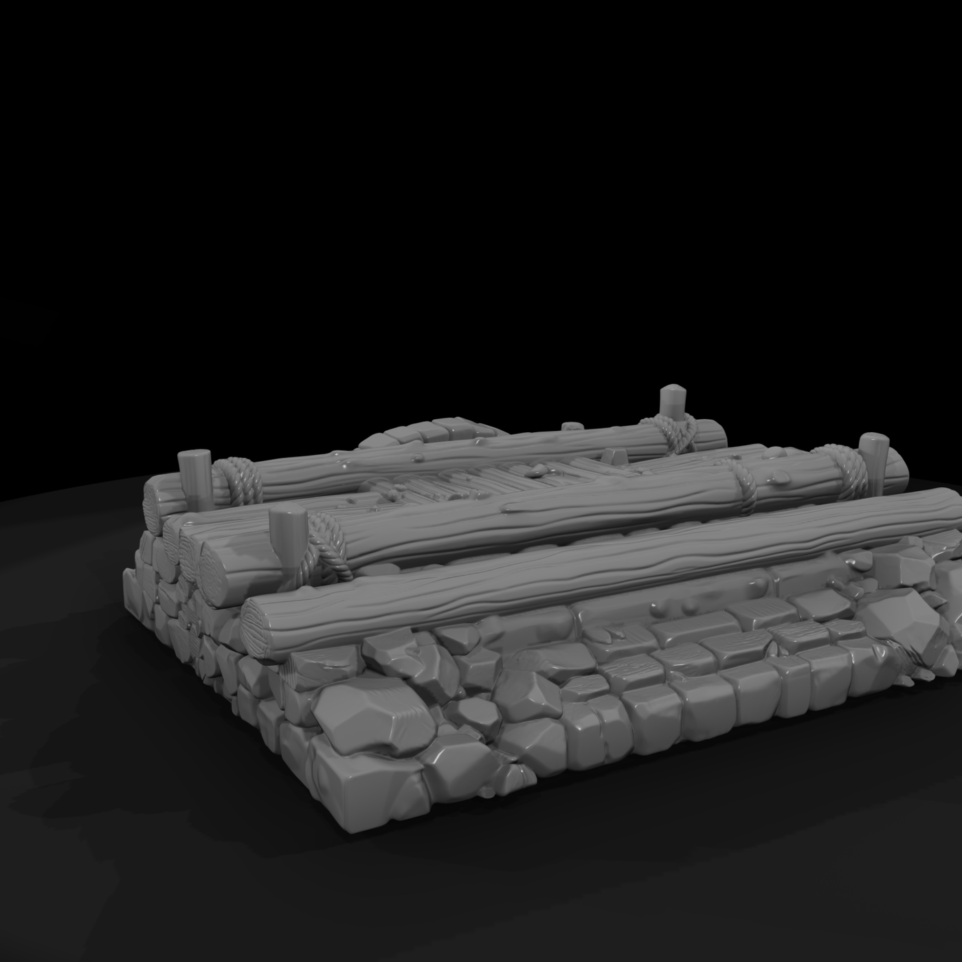 Rustic Log and Stone Culvert Bridge