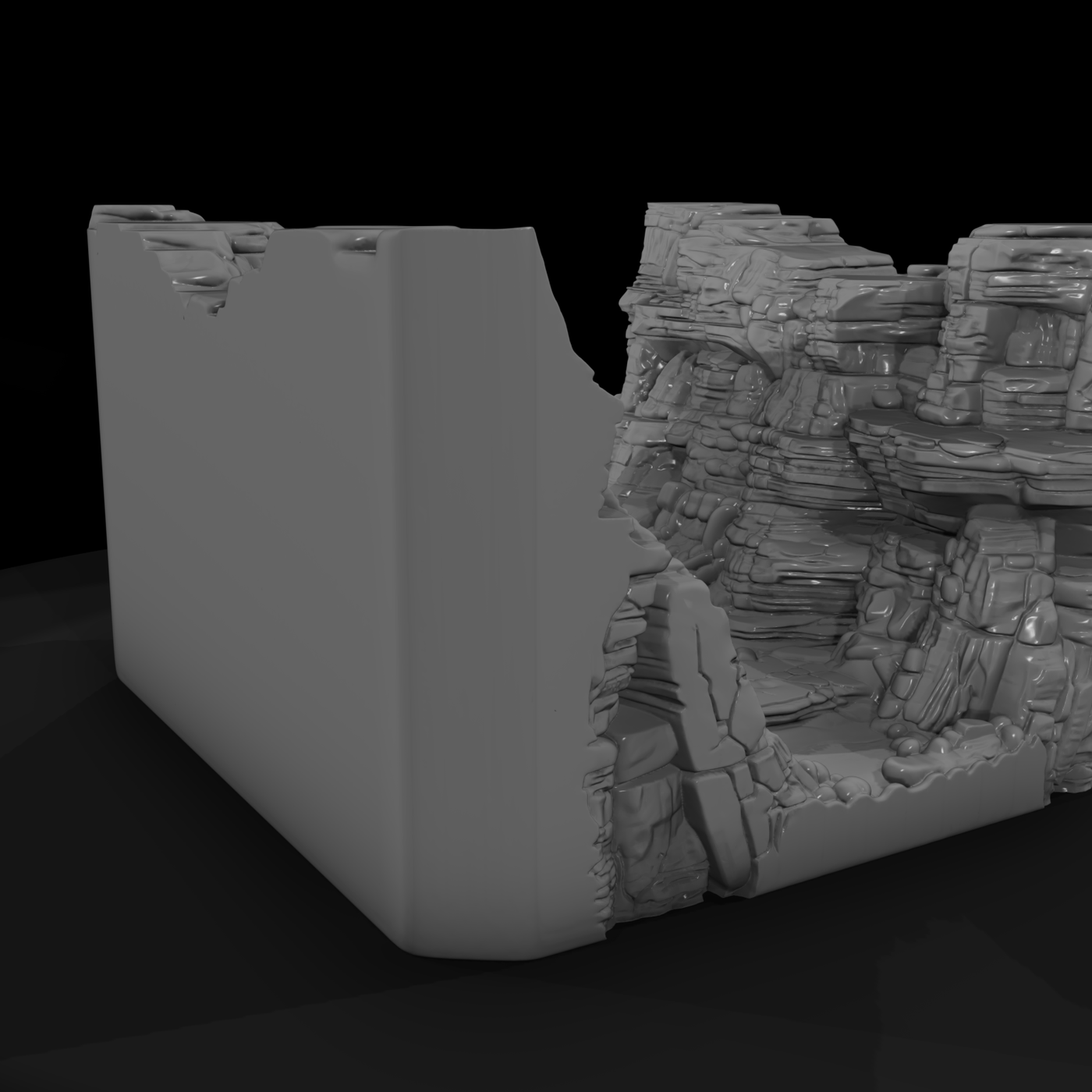 Detailed Stratified Rock Canyon Terrain 3D Model U