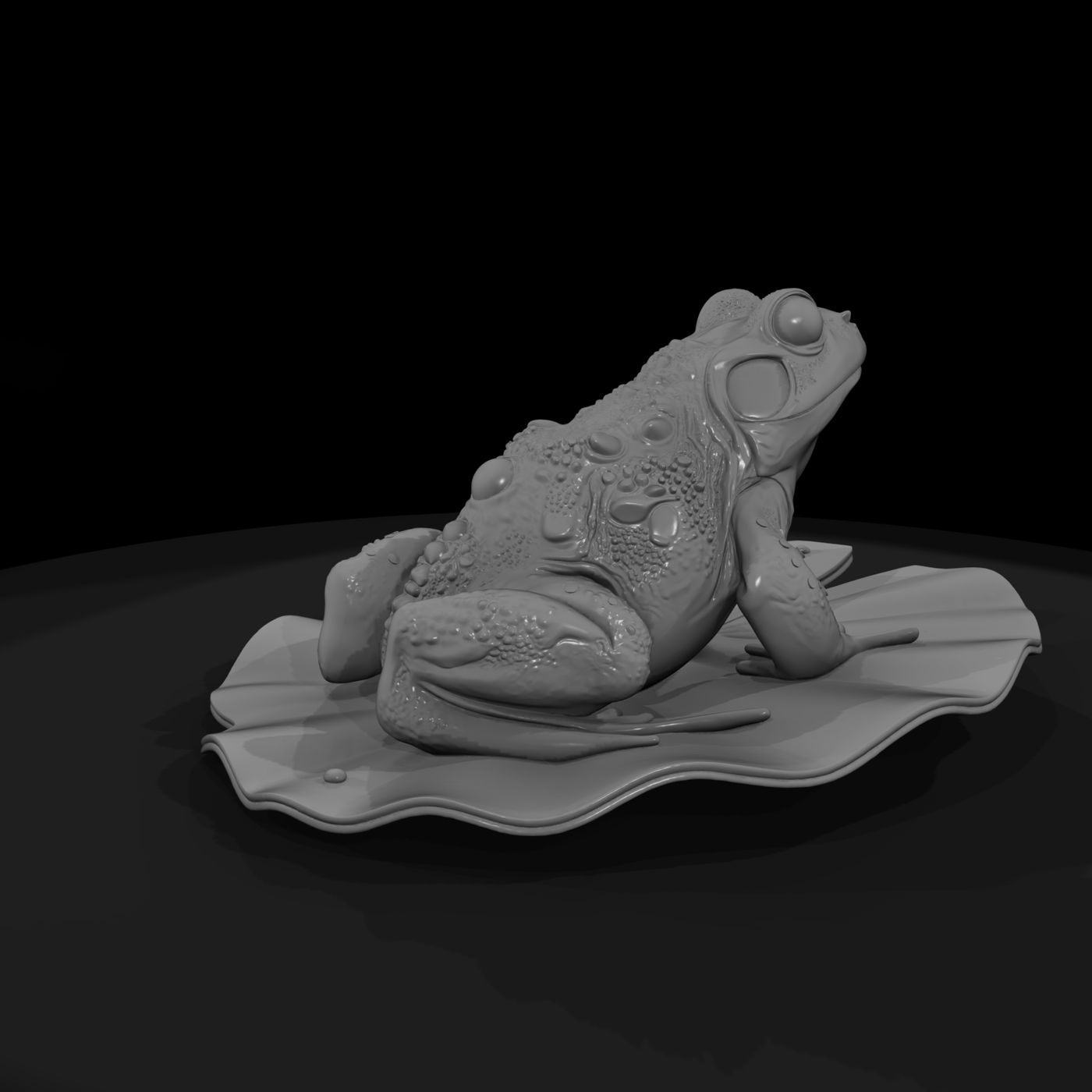 Sculpted Toad on Lily Pad