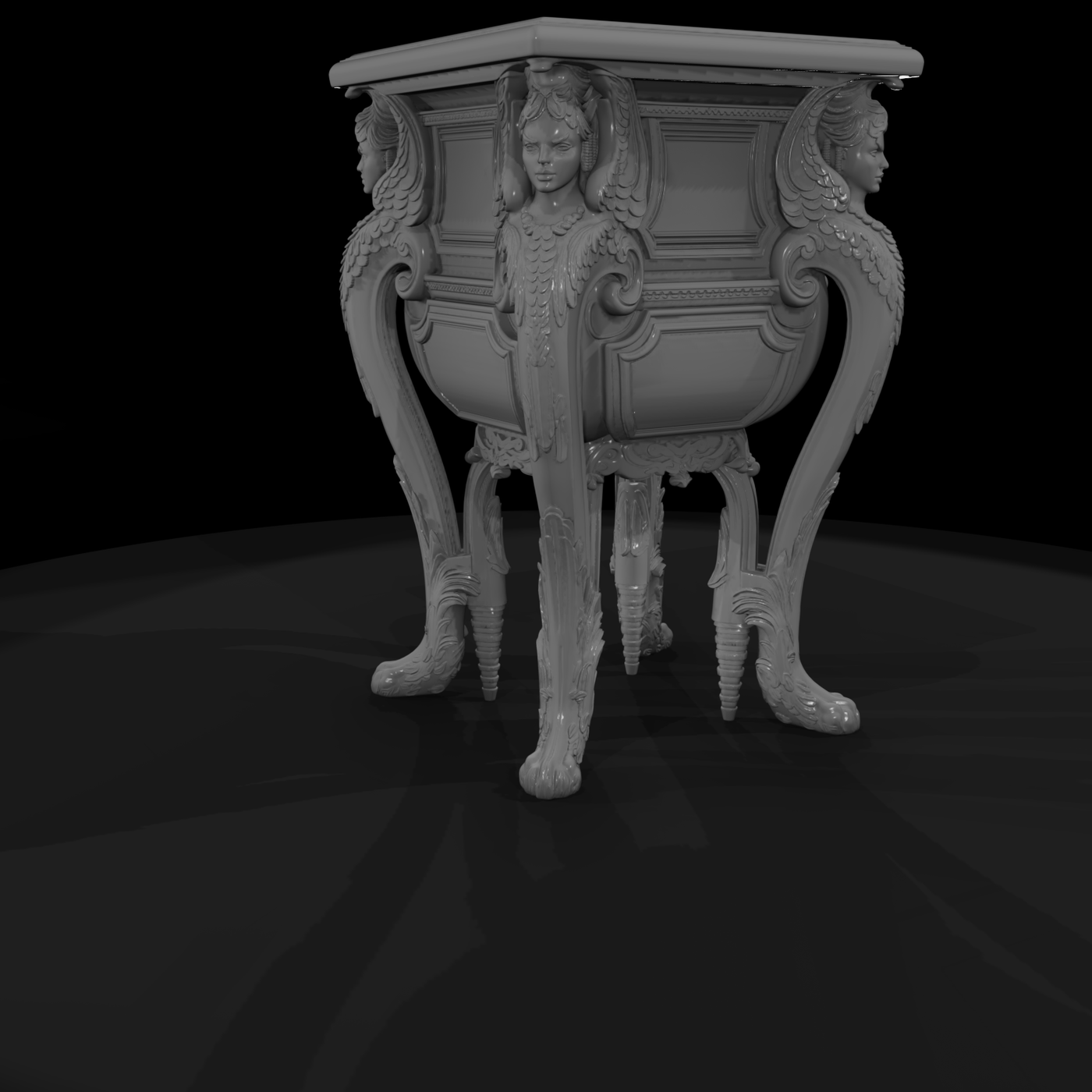 Rococo Winged-Bust Side Table