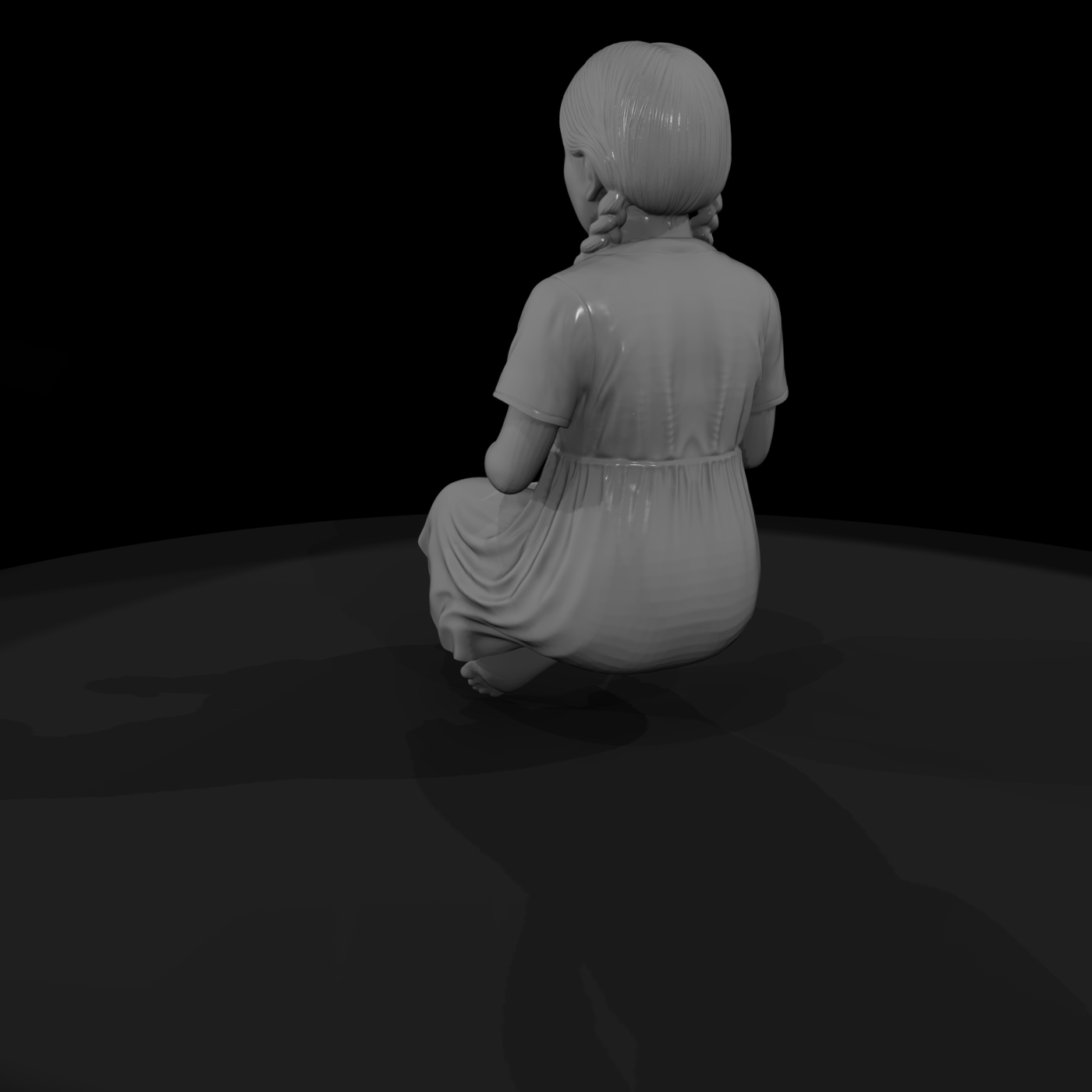 Seated Girl with Camera, Braided Hair