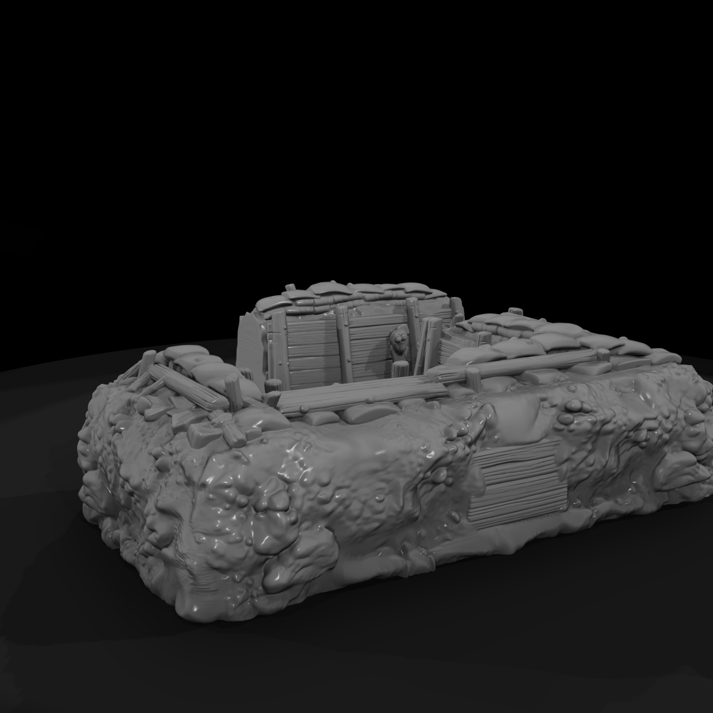 Sandbagged Trench Corner Section