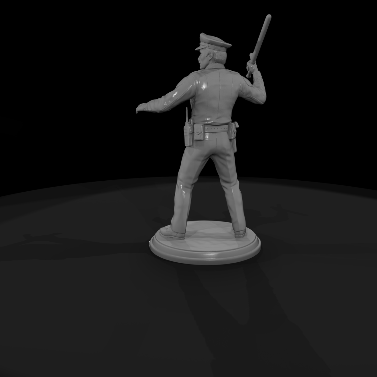 1980s Police Officer with Baton Raised