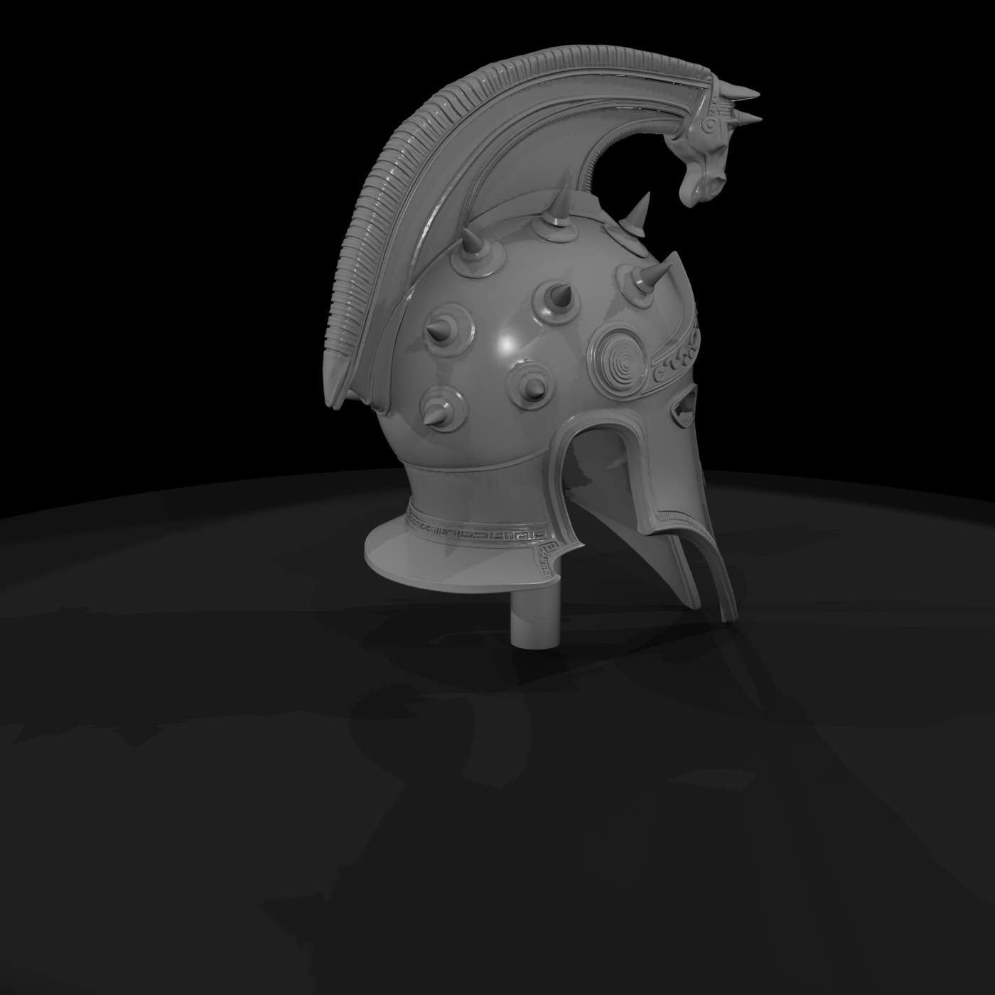 Stylized Hoplite Helmet with Horse Crest