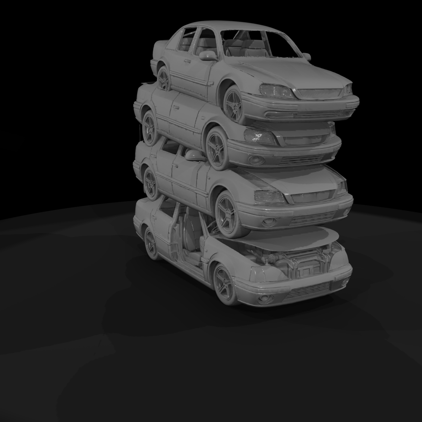 Stacked Damaged Sedans