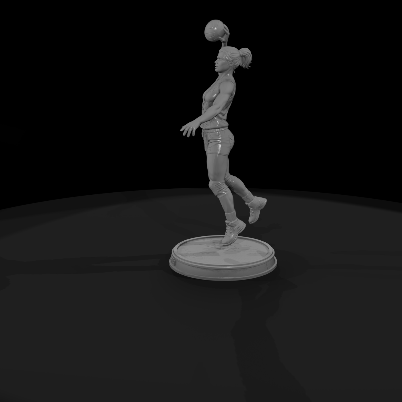 Volleyball Player Mid-Spike