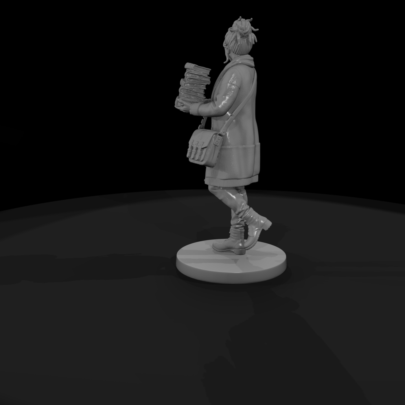 Librarian Carrying a Stack of Books