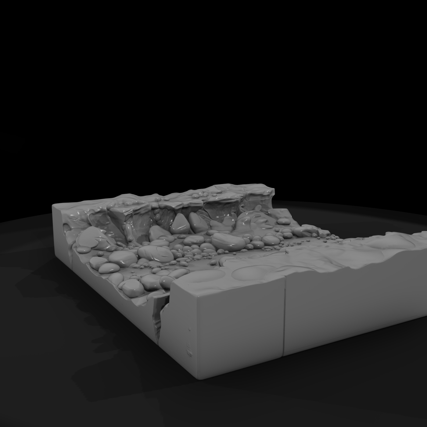 Sculpted Rocky Riverbed Terrain 3D Model Wuenvv08