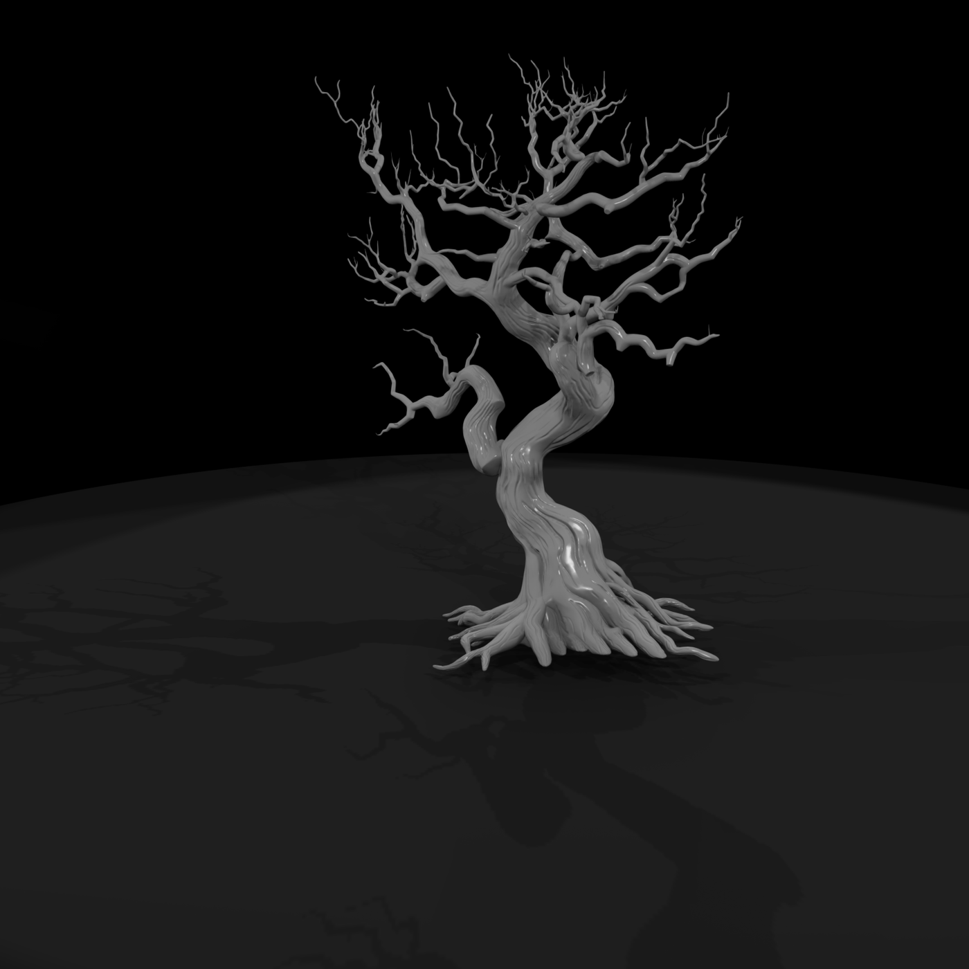 Stylized gnarled dead tree