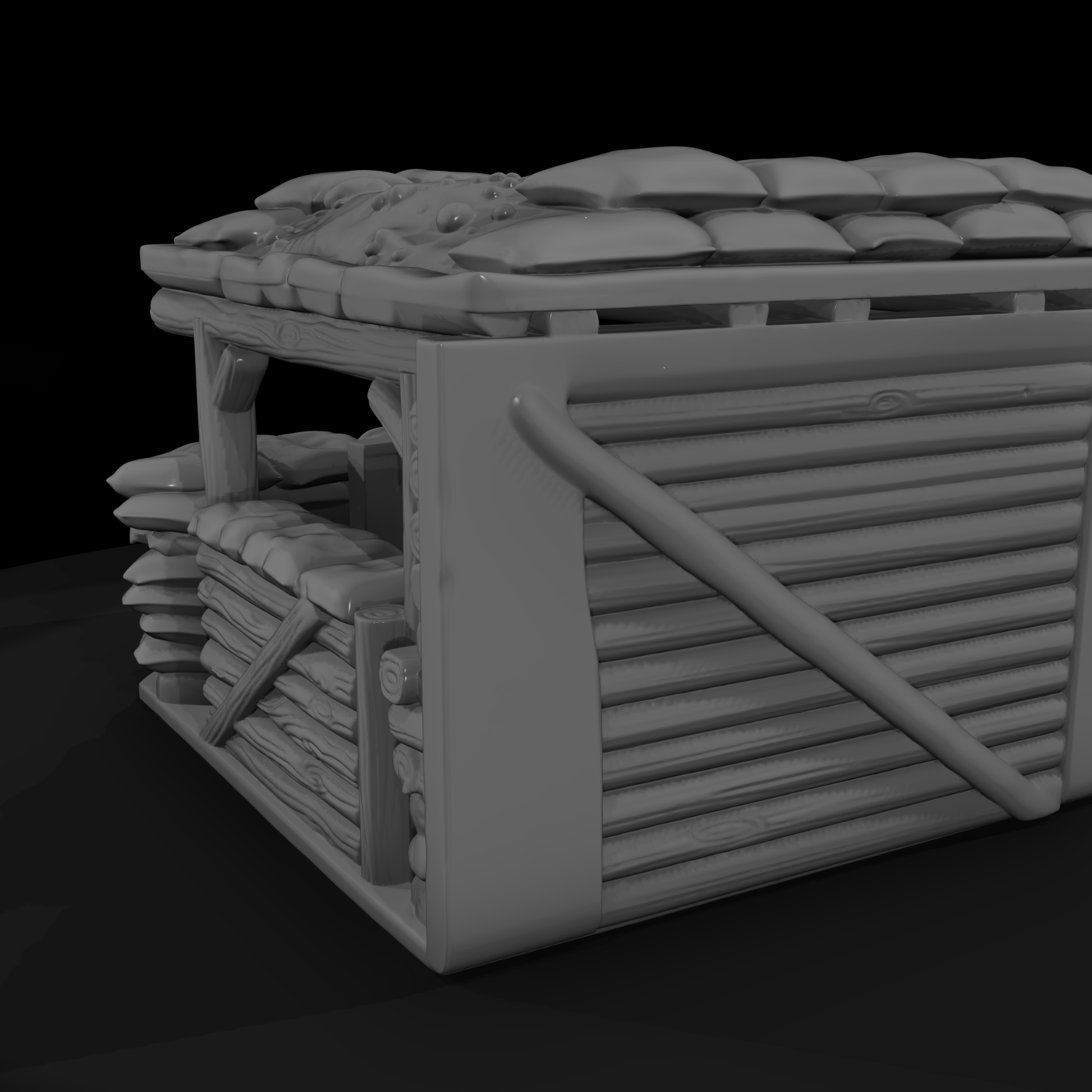 Sandbagged Fighting Position with Overhead Cover