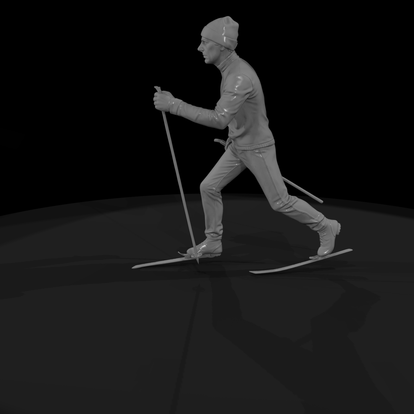 Cross-Country Skier with Poles